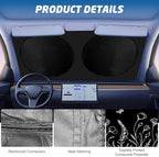 Windshield Sun Shade for Car, 63"x28.5" Universal Fit Front Window Sunshade with Double Steel Ring Frame, Car Sun Shade, UV Protection Windshield Cover with Storage Pouch (Line Flowers) - Image 6
