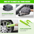 HITJOY 62'' Car Wash Brush with Long Handle, 11Pcs Car Wash Kits - Image 6