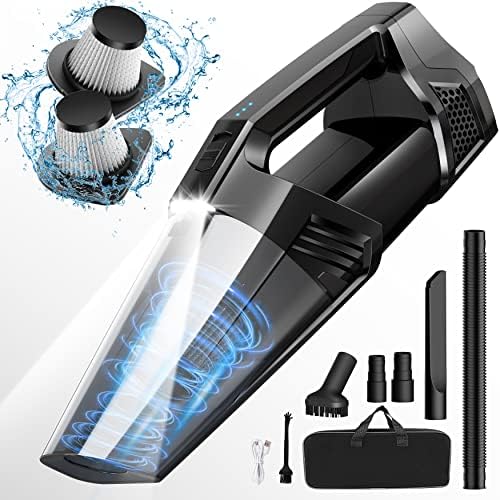 Blestan Handheld Vacuum Cordless Portable Car Vacuum with LED Light, High Power Suction, 3 in 1, Lightweight Rechargeable Hand Vacuum, Hand Held Vacuum Cleaner for Car Home Office, Pet Hair, Black by Unknown