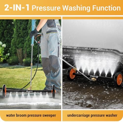 VIGRUE 2-in-1 Undercarriage Pressure Washer Attachment,24 Inch Pressure Washer Water Broom with 7 Nozzles, Under Car Washer Cleaner with 3 Pieces Extension Wand,4000 PSI,Orange - Image 5