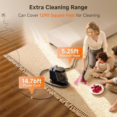 Uwant Carpet Cleaner Machine 18Kpa Portable Carpet Cleaner for Cars Couch, 2in1 Water Tank Upholstery Cleaner, Spot Cleaner with Cleaning Tools Set of 1 - Image 5