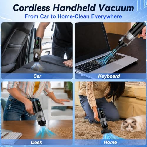 Handheld Car Vacuum Cordless, Foldable 20000Pa Portable Vacuum Cleaner with with Vacuum & Blower, Rechargeable with LED Display, USB-C Charging, Washable HEPA Filter for Car, Truck, SUV & Home - Image 5