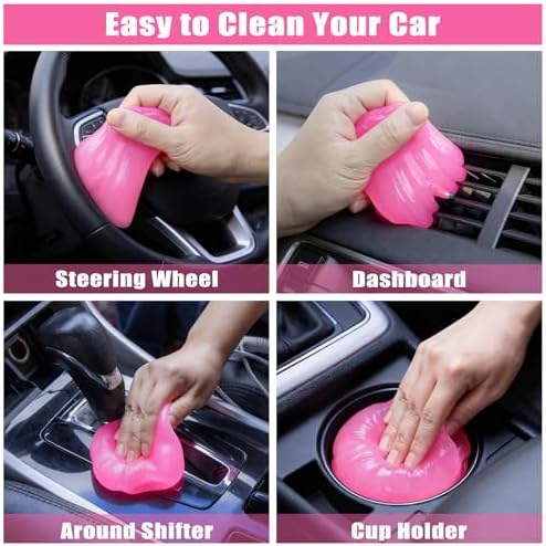 Windshield Cleaner Tool, 17Pcs Car Interior Detailing Kit, Detailing Brush, Towels, Duster, Car Cleaning Kit Interior for RVs, Truck, Trailer (Pink) - Image 5