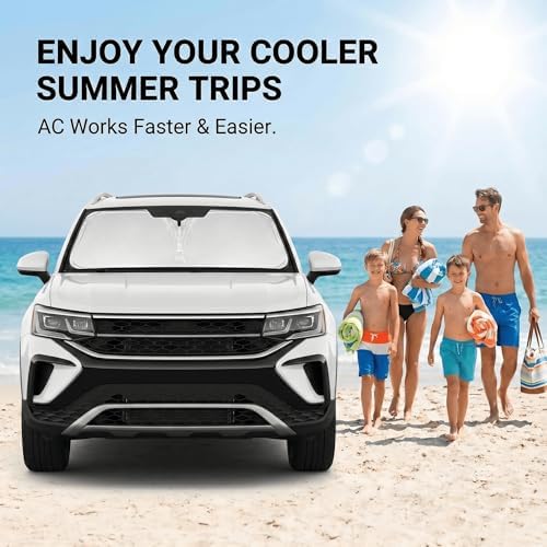 Windshield Sun Shade for Volkswagen Taos 2022-2025 2026 Sunshade Front Window Shade Custom Fit Taos Accessories Sun Visor Foldable Shade Blocks UV Rays Accessories - Image 4