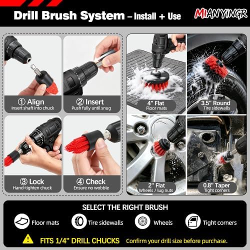 32Pcs Red Car Detailing Kit – Brush Set & Cleaning Kit with Drill Brush, Polishing/Waxing Pads, Interior/Exterior Tools for Wheels & Windshield – Portable Handbag - Image 2