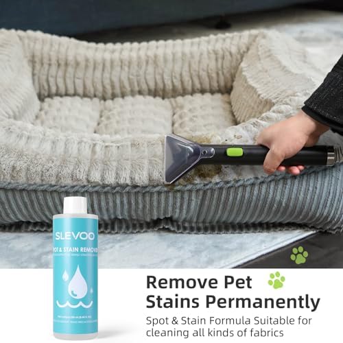 Slevoo 450W Portable Carpet Cleaner Machine with 1 Bottle Cleaning Solutions, Strong Suction Upholstery and Furniture Cleaner for Cleaning Stairs, Car Interiors, for Pet Footprint, Dust, Oil (Green) - Image 2