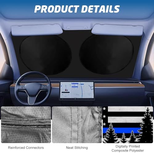 Windshield Sun Shade for Car, 63"x28.5" Universal Fit Front Window Sunshade with Double Steel Ring Frame, Car Sun Shade, UV Protection Windshield Cover with Storage Pouch (Blue Line) - Image 6