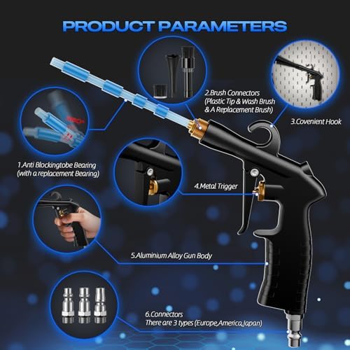 Car Cleaning Gun Detailing Interior Dryer Air Blow Gun, High Pressure Blower Gun, Car Detailing Kit Interior Cleaner, Car Detailing Tools for Car Quickly Blasts Dirt and Dust Works with Air - Image 2
