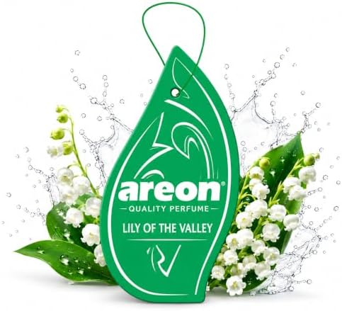 AREON MA33 Hanging Best Car Air Freshener Lily of the Valley Scent, Paper Hanging Ornaments, Long Lasting Scent for Car or Home 12 Pack by AREON