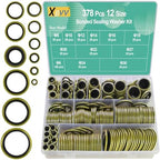 XBVV 378 Pcs NBR Metal Bonded Sealing Washer Assortment Kit M6 M8 M10 M12 M14 M16 M18 M20 M22 M24 M27 M30 Automotive Self-Centred Seal Gasket Repair Set by XBVV