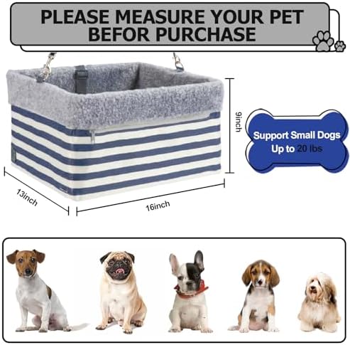 Dog Car Seats for Small Dogs, Upgrade Dog Booster Seat with Metal Frame Construction with Double-Layer Oxford, Perfect for Small Pets up to 20lbs - Image 2