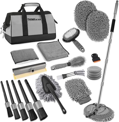 THINKWORK Car Wash Detailing Kit with 62'' Car Wash Mop & Detailing Brushes by THINKWORK
