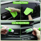 Green Windshield Cleaner Tool, 17Pcs Car Interior Cleaning Kit, Detailing Kit Interior Cleaner, Car Detailing Brushes, Cleaning Gel, Inside Cleaning Accessories for Trucks, SUVs, RVs Window - Image 6