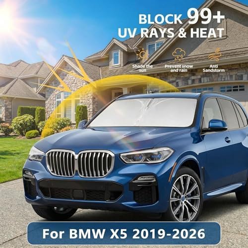 for BMW X5 Windshield Sun Shade 2019-2026, Custom Fit Front Window Visor, Foldable UV Ray Blocker for X5 M Sport XLine SUV Accessories - Image 2