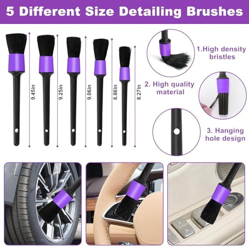 Windshield Cleaner Tool, 17Pcs Purple Car Interior Cleaning Kit, Detailing Kit Cleaner, Detailing Brush, Cleaning Gel, Inside Cleaning Supplies Accessories for Trucks, SUVs, RVs Window - Image 4