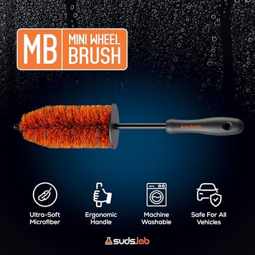 Suds Lab Mini Wheel Cleaning Brush, Multipurpose Rim Brush, Dense Bristles - Image 2