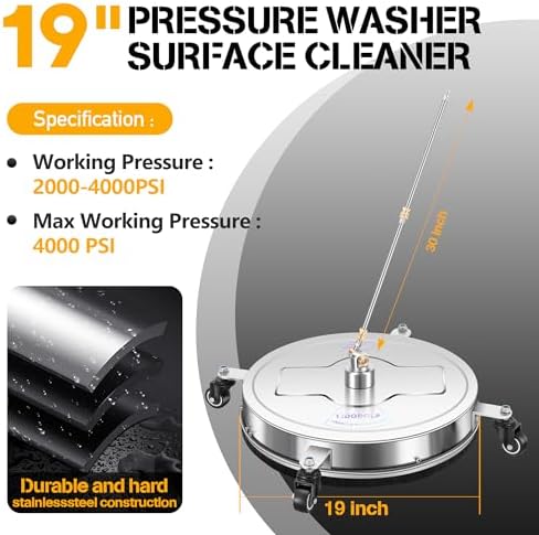 LidoDola 19'' Pressure Washer Surface Cleaner, Power Washer Accessory - Image 4