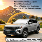 Windshield Sun Shade for Volkswagen Atlas 2018-2024 2025 Compatible Accessories Foldable Design Sunblocker Protects from Sun Rays & Heat Damage - Image 2