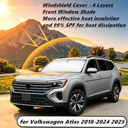 Windshield Sun Shade for Volkswagen Atlas 2018-2024 2025 Compatible Accessories Foldable Design Sunblocker Protects from Sun Rays & Heat Damage - Image 2