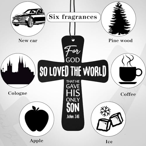 Fumete 24 Pcs Christian Gifts for Men Black Cross Car Air Fresheners Bulk - Image 3