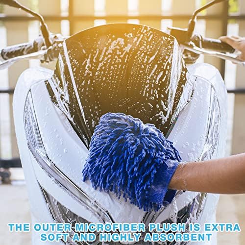 Riakrum 12Pcs Car Wash Mitts - Chenille Microfiber Wash Mitts for Car Washing,Scratch Free,Reusable Waterproof Gloves for Cars, Trucks and Boats 7.5'' x 10.2'' - Image 5