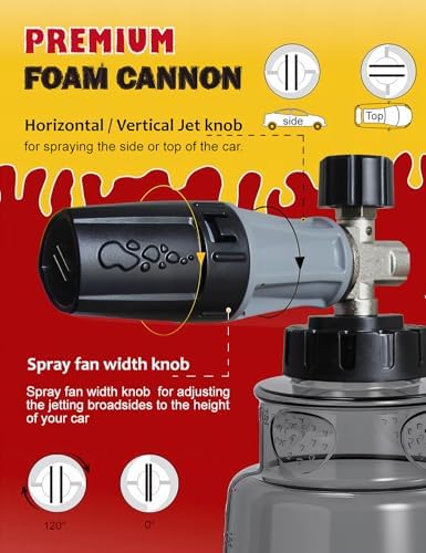 BOSEA Premium Foam Cannon for Pressure Washer, Nickel-Plated Copper, Durable | Dense Foam, Soap Sprayer for Car Wash Snow Foam Lance Pressure Washer Soap Dispenser with 1/4 Quick Connector - Image 2