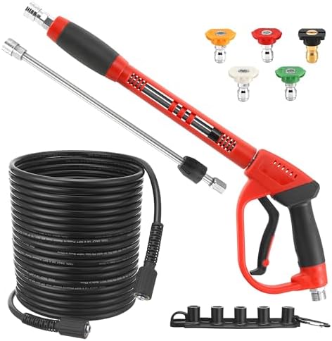 Tool Daily Pressure Washer Gun and Hose Kit, 50 FT Power Washer Hose by ToolDaily