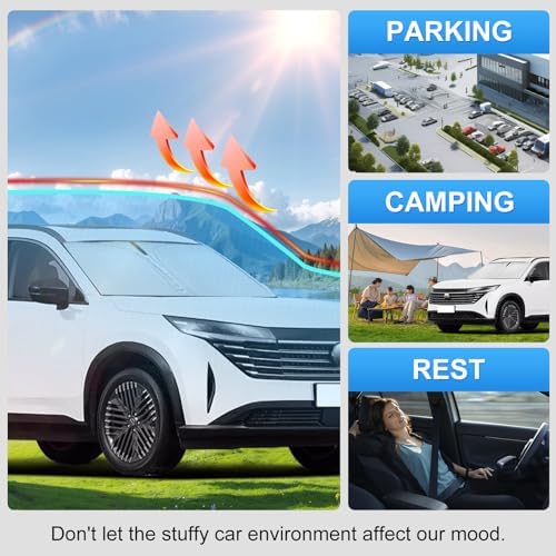 Windshield Sun Shade for 2022-2025 2026 Nissan Pathfinder Accessories - Windshield Sunshade Cover Front Window Shade Custom Fit Pathfinder Sun Visor Protector Foldable Blocks UV Rays - Image 6