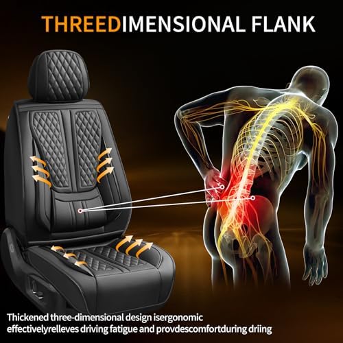 Fit Liberty Car Seat Covers Compatible with Jeep Liberty 2002-2010 2011 2012.Full Coverage Waterproof Leather,Compatible with Airbag,All - Weather Seat Cushion Protector(2 Front,Black) - Image 3