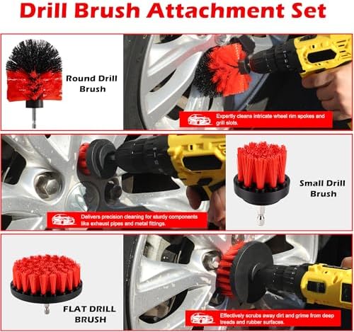 25Pcs Car Detailing Kit with Drill Brushes, Car Cleaning Kit for Interior Exterior, Wheel & Tire Brushes, Polishing Pads for Waxing, Auto Detailing Tools – Gift for Men Dad (25PCS) - Image 4