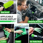 Lezcufer 17Pcs Car Wash Kit,62" Car Wash Brush Mop with Long Handle,Car Cleaning Kit,Car Detailing Brush Set,Car Wash Bucket,Car Wheel Brush,Complete Interior Car Cleaning Supplies - Image 6