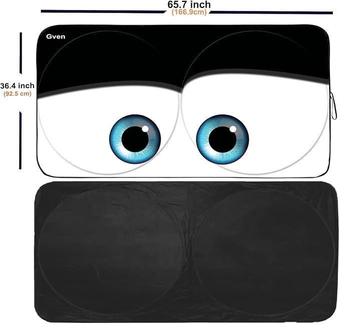 Gven Truck Windshield Sun Shade for Car Windshield Cover Interior Front Window Shades Sun Visor Protector Blocks UV Rays Must-Have Truck Accessories for Pickup, SUV, Sedan, Van, Bonneville(Black, XL) - Image 2