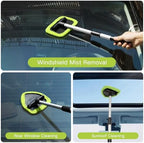 Qydipclin 7pcs Windshield Cleaner Tool Car Window Cleaning Wash Kit with 4 Reusable Microfiber Pads 1 Spray Bottle and Extendable Handle Auto Glass Wiper Kit, Green - Image 2