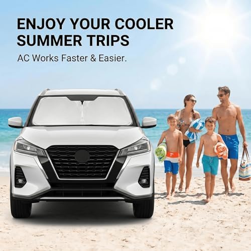 Windshield Sun Shade for Nissan Kicks 2025 2026 Sunshade Front Window Shade Custom Fit Kicks Accessories Sun Visor Foldable Shade Blocks UV Rays Accessories - Image 4