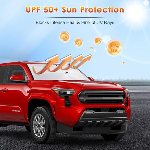 for Umbrella Sunshade for Car Windshield 2016-2026 Toyota Tacoma Custom Fit Windshield Sun Protector Cover 6-Layer Heat-Resistant Fabric, Ultra-Strong Fiberglass Frame (for 2016-2026 Tacoma) - Image 3