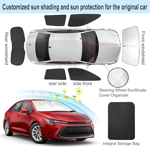 TINGLU Window Shades for Toyota Corolla Hatchback 2020-2026(Not for Corolla Cross) Accessories Side Full Windows Cover Camping Rear Triangular Windshield Sun Shade Sun UV Rays Privacy Protection 6PCS - Image 3
