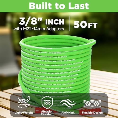 PWACCS Pressure Washer Hose 50 FT, 3/8" Kink Resistant Steel Braided Hoses - Image 4