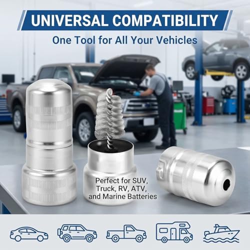 2 PCS Car Battery Terminal Cleaner Brush, Metal Battery Post Cleaning Tool, Portable Automotive Battery Terminal Rust Removal Accessory, Universal for Cars, SUVs, Trucks, RVs (Silver) - Image 5