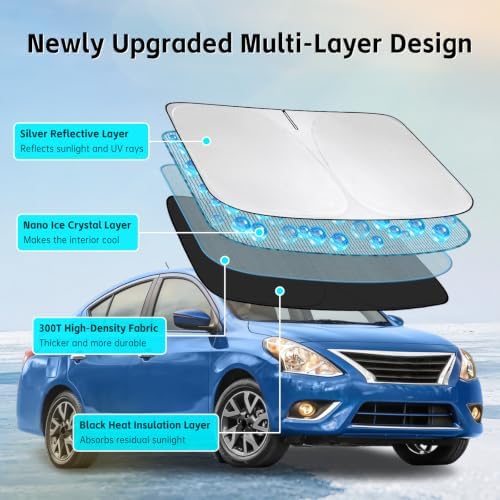 Windshield Sun Shade for Nissan Versa 2007-2019 Sunshade - Image 3