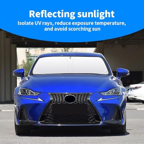 Front Windshield Sun Shade Custom Fit Compatible for is 2006-2017 IS250 IS350 IS300 IS460 Sunshade Foldable UV Ray Reflector Sun Visor Protector Accessories Shield Cover Reflective (for is 2006-2017) - Image 2