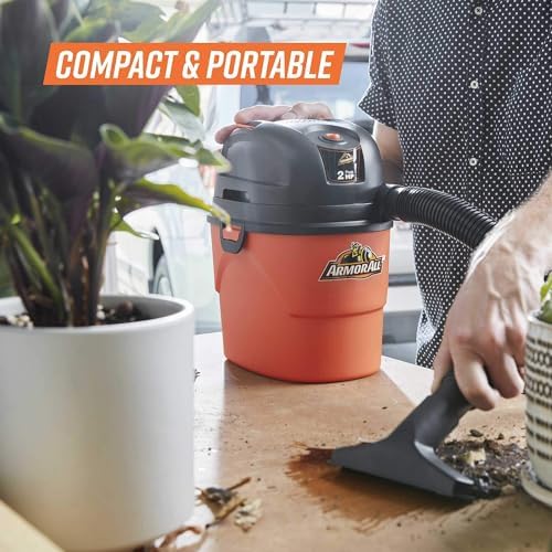 Armor All® AA155 1.5-Gallon 2 Peak HP Portable Wet/Dry Vacuum, Orange - Image 5