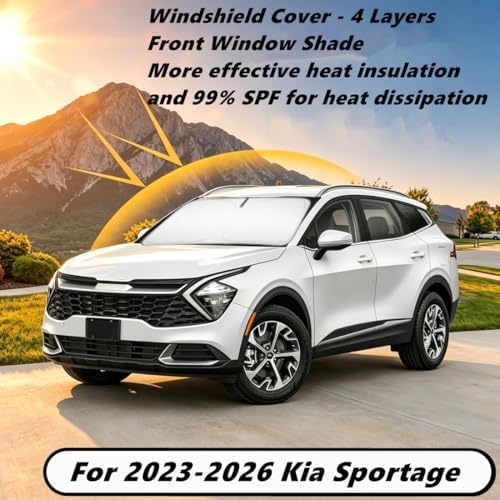 Windshield Sun Shade for 2023-2026 Kia Sportage Compatible Accessories-4 Layers Custom Fit Foldable Front Window Sunshade Sun Visor Protector, Block UV Rays Keep Your Car Cooler - Image 2