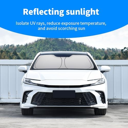 Front Windshield Sun Shade Custom Fit Compatible for Camry 2024-present Sunshade Foldable UV Ray Reflector Sun Visor Protector Accessories Shield Cover Reflective (for Camry 2024-present) - Image 3