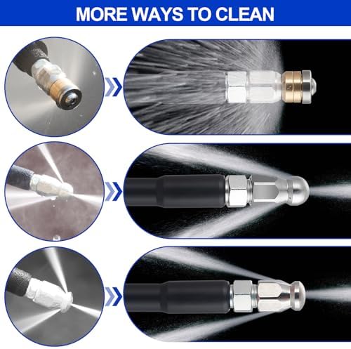 Sewer Jetter Kit 100 FT for Pressure Washer, 5800 PSI Drain Cleaner Hose - Image 4