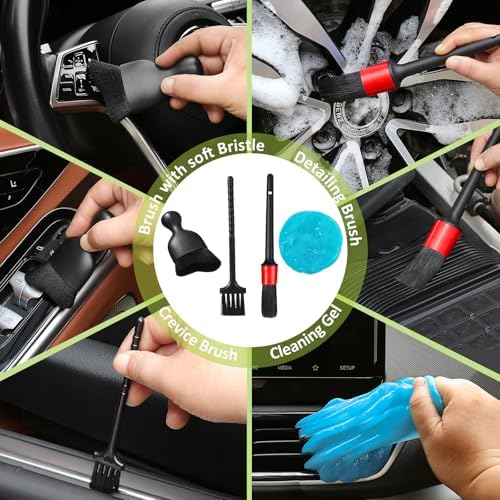 Qydipclin 10pcs Windshield Cleaner Tool, Car Window Cleaning Wash Kit with 4 Reusable Microfiber Pads 1 Spray Bottle and Extendable Handle Auto Glass Wiper Kit, Blue&Green - Image 4