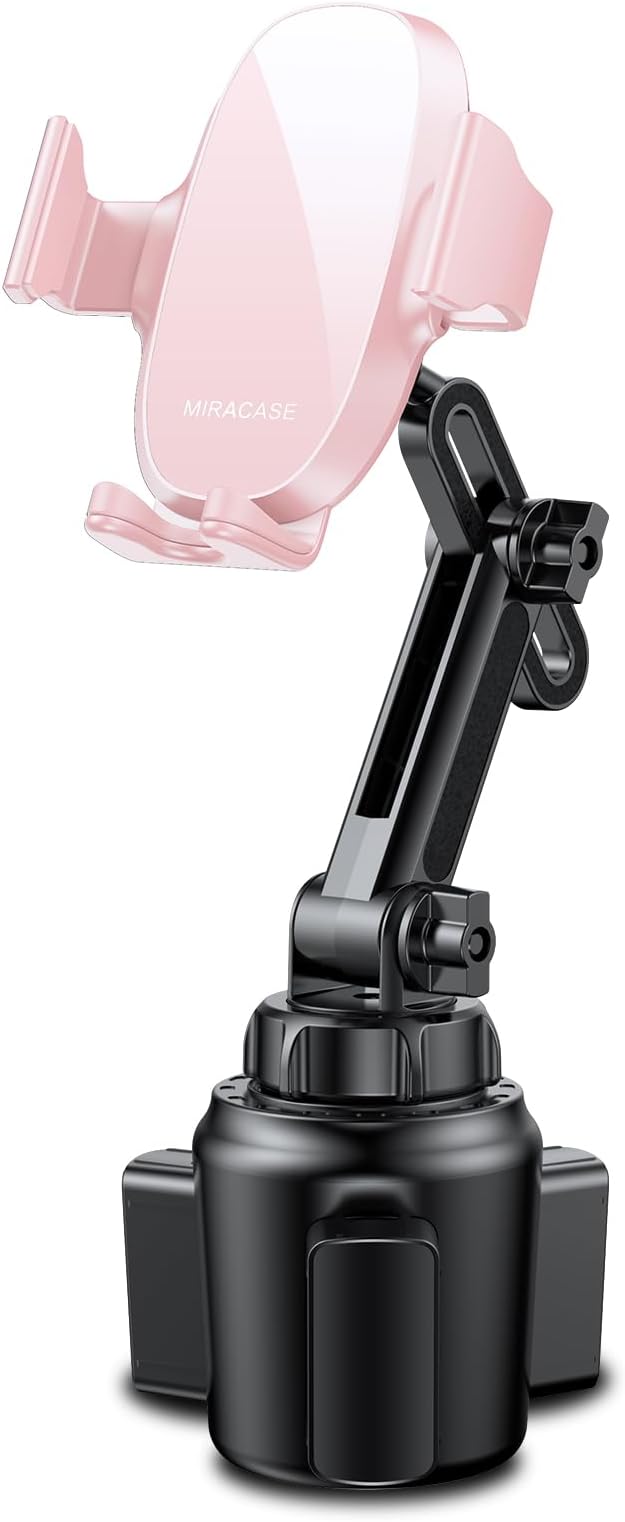 miracase Universal Cup Phone Holder for Car, [Upgraded Version] Adjustable Long Neck Car Cup Holder Phone Mount Cradle Friendly Compatible with iPhone Samsung Google and All Smartphones, Crystal Pink by Miracase
