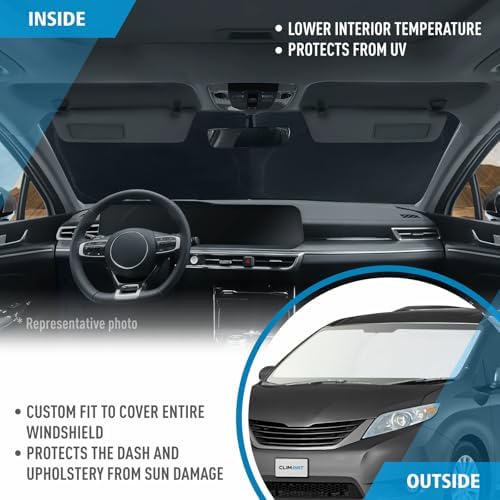 CLIM ART Windshield Sun Shade for Toyota Sienna 2011-2020, Custom-Fit Foldable Car Sunshade, Vehicle Sun Protector, Front Auto Windshield Cover, Car Accessories - WS8003 - Image 5