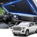Windshield Sun Shade for GMC Sierra 1500 2500 3500 SLT AT4 Denali 2019-2024 2025 2026 Front Window Shade Custom Fit Sun Visor Foldable Shade Blocks UV Rays Summer Must Have Car Accessories by AuyNeas