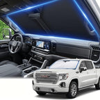 Windshield Sun Shade for GMC Sierra 1500 2500 3500 SLT AT4 Denali 2019-2024 2025 2026 Front Window Shade Custom Fit Sun Visor Foldable Shade Blocks UV Rays Summer Must Have Car Accessories by AuyNeas
