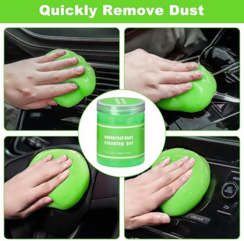 Green Windshield Cleaner Tool, 17Pcs Car Interior Cleaning Kit, Detailing Kit Interior Cleaner, Car Detailing Brushes, Cleaning Gel, Inside Cleaning Accessories for Trucks, SUVs, RVs Window - Image 5